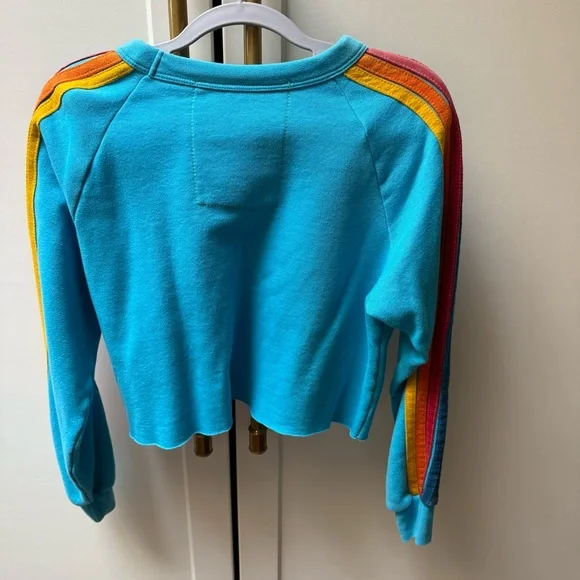 Aviator Nation Turquoise Sweatshirt with Smiley Face - Picture 3 of 3